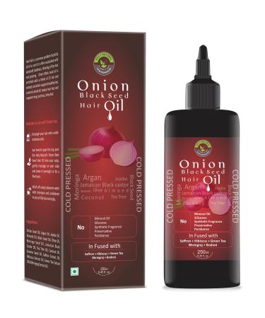 100% Natural Onion Black Seed Hair Oil (8.45 fl oz / 250 ml) I Supports long, lustrous & shiny hair I No mineral