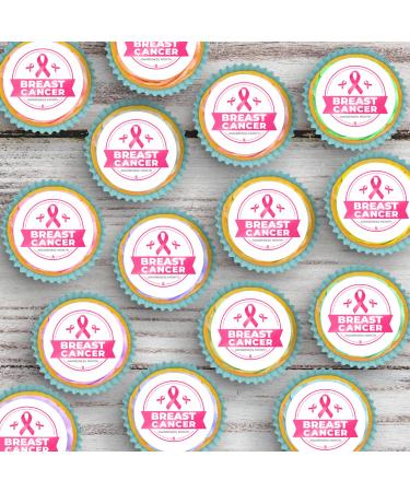 20 x Precut Pink Day Breast Cancer Awareness Fundraising Edible Wafer Paper Cupcake Toppers For Cake