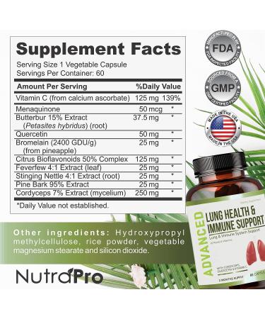 Lung Health & Immune Support Supplement - Clear Lungs & Boost Immunity with Quercetin, Cordyceps & Essential Vitamins - 60 Day Supply - Buy Online on GoSupps.com