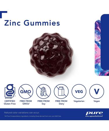 Pure Encapsulations Zinc Gummy - Immune Function Support - 100 Gummies - Blueberry Flavor - Buy Online on GoSupps.com