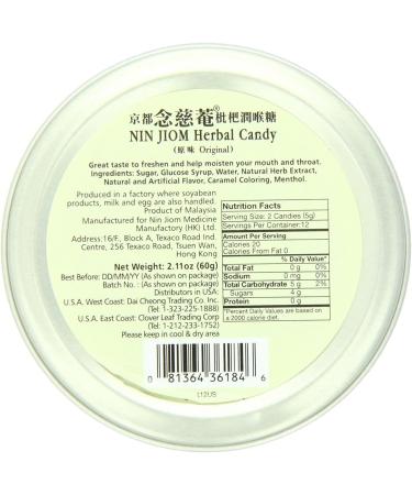 Nin Jiom Herbal Candy Original 2.11 oz - Natural Cough Relief & Soothing Throat - Buy Online on GoSupps.com