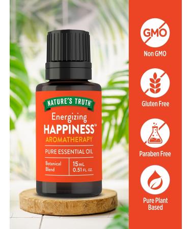 Nature's Truth Happiness Essential Oil | 15 mL | for Diffusers and Aromatherapy | Pure Plant Based Non-GMO & Gluten Free 0.51 Fl Oz (Pack of 1) - Buy Online on GoSupps.com