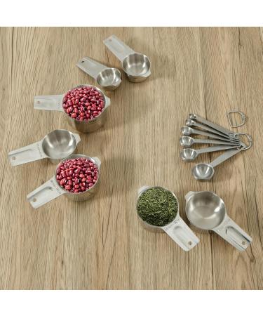 Abizarch 13Pcs Measuring Cup Spoon Set Stainless Steel Measuring Cup Spoon with Clear Scale Rustproof Kitchen Measuring Cup and Spoon Set for Home Cooking Baking ZHAZHAMO(Style 1) - Buy Online on GoSupps.com