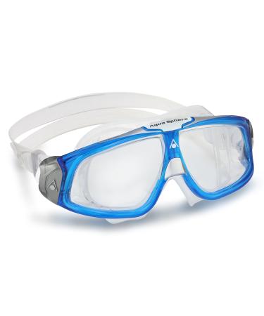Aquasphere Seal II Adult Unisex Swimming Goggles Made in Italy - Widest Field of Distortion Free Leak Free Seal Fog Resistant Clear Lens / Tblue