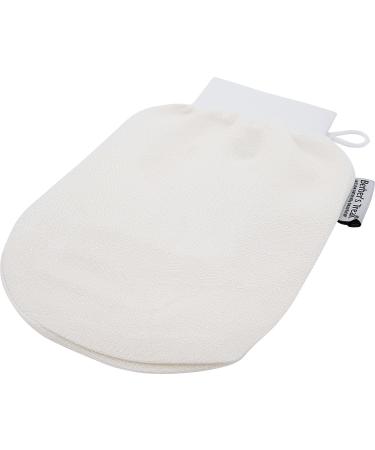 Berber's Treat Kessa Exfoliating Glove - Scrub and Remove Dead Skin Cells Ingrown Hair Treatment Tan Remover Mitt (White)