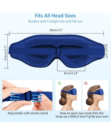 Premium Sleep Mask for Men & Women - Adjustable Eye Mask for Pressure Relief Deep Sleep & Travel - Lightweight with Earplugs - Blue - Buy Online on GoSupps.com