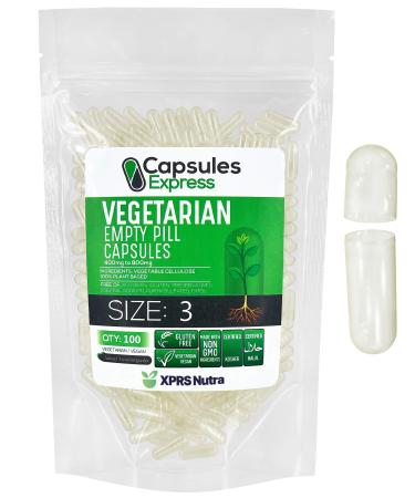 XPRS Nutra Size 3 Empty Capsules - 100 Count Clear Empty Vegan Capsules - Capsules Express Vegetarian Empty Pill Capsules- DIY Vegetable Capsule Filling- Veggie Pill Capsules Empty Caps 100 Count (Pack of 1) Clear - Buy Online on GoSupps.com