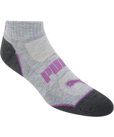 PUMA Women's 6 Pack Quarter Crew Socks 9-11 - Grey/Purple/Blue - Buy Online on GoSupps.com