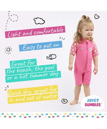 Juicy Bumbles Baby Swimsuit - Short Sleeve One Piece Toddler Swimming Costume - Starfish Design - 6 Months to 5 Years - Buy Online on GoSupps.com