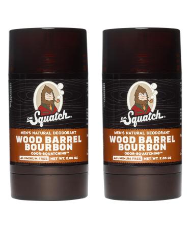 Dr. Squatch Natural Deodorant for Men 2 Pack Wood Barrel Bourbon Odor-Squatching Men's Deodorant Aluminum Free (2.65 oz 2 Pack)