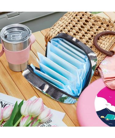 Portable Women's Binding-Up Bags | Menstrual Cup Bags for Teens | Stylish Tampon & Period Storage - Elephant Blue Flowers - Buy Online on GoSupps.com