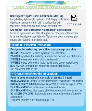 Neutrogena Fragrance Free Hydro Boost Gel Cream for Extra Dry Skin Hyaluronic Acid Face Moisturizer for Extra-Dry Skin Sensitive & Acne-Prone Skin Provides Long Lasting Hydration Non-Comedogenic 50ml Cream New - Buy Online on GoSupps.com