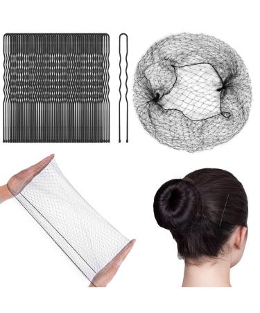 URAQT Hair Bun Shaped Set 35Pcs Invisible Hair Nets and 45Pcs Positioning U Shaped Hair Pins Elastic Edge Mesh Stretch Hair Bun Holder for Women Hair Styling Hair Bun Making (Black) Black with Hairpin (80pcs) - Buy Online on GoSupps.com