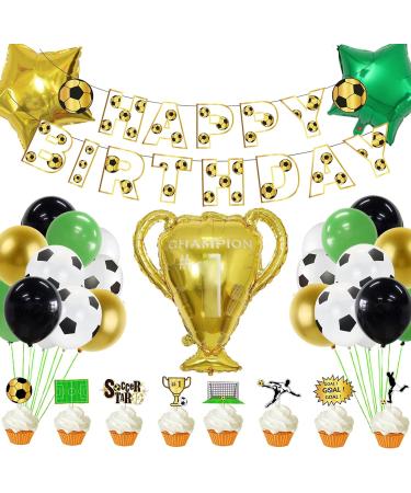 53Pcs Soccer Birthday Party Decoration Kit Latex Foil Blloons Paper Banner Cupcake Toppers Soccer Ball Party Decorations Supplies for Kids Boys Adult Soccer Fans Birthday Party Baby Shower - Buy Online on GoSupps.com