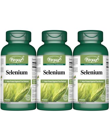 Selenium 200mcg 90 Capsules Thyroid and Immune System Health Reduces Asthma-Related Symptoms Mental and Heart Health Powerful Antioxidant (3 Bottles) 270 count (Pack of 1)