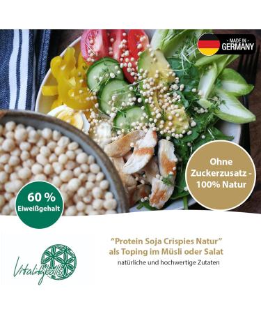 Vitalityballs - 2 Set 60% Protein Soy Crispies (Nature & Cocoa) - 1000g | Sugar-Free Topping for Muesli Salads & Fitness - Buy Online on GoSupps.com