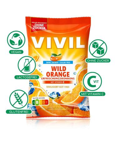  Vivil Wild Orange Candies with Vitamin C - Sugar-Free Vegan 15 Bags (120g Each) - Refreshing Orange Flavor for International Shipping  - Buy Online on GoSupps.com