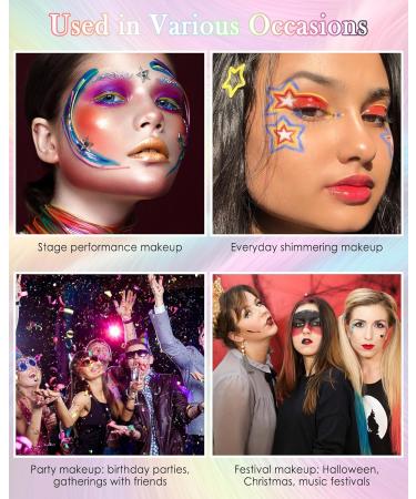  LYSdefeu Waterproof glitter liquid eyeliner UV neon liquid pencil metallic hold multi-colored glitter long-lasting easy to use and highly pigmented dries to create lines - Buy Online on GoSupps.com