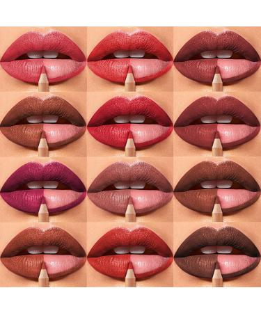12 Colors Matte Lip Liner Pens Set - Moisturizing Long-Lasting & Non-Sticking Lip Makeup Pencils - Buy Online on GoSupps.com