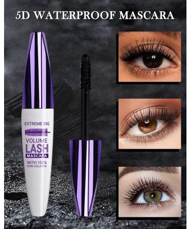 5D Silk Fiber Black Mascara for Eyelashes Waterproof Long Lasting Colored Mascara Liquid Lash Extensions Smudge-Proof Volumizing Lengthening Curling Non-clump Color Tubing Mascara Women Makeup Gift - Buy Online on GoSupps.com