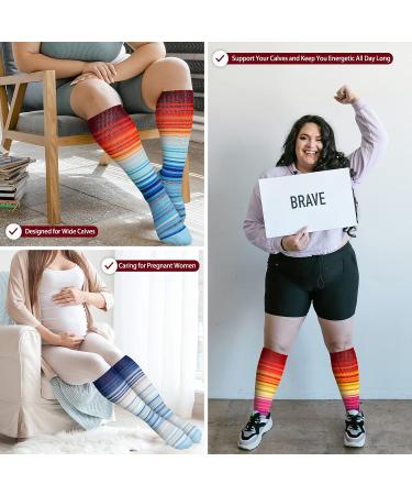 3 Pair XX-Large Medical Compression Socks for Women - 20-30 mmHg Knee High Circulation - Extra Wide Calf for Varicose Veins, Diabetic, Nurse, Yard Work, Pregnant - Multicolor - Buy Online on GoSupps.com