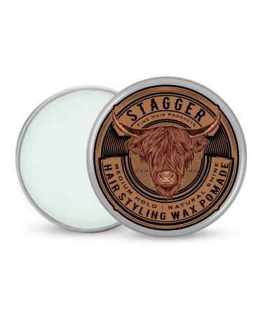 STAGGER Hair Styling Wax Pomade Medium Hold Natural Shine Water Based Irritation Free All Hair Types Travel Size Single