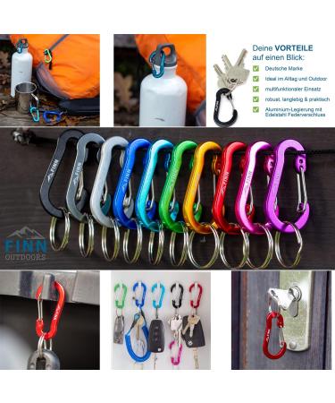 Finn Outdoors 10-Pack Mini Carabiner Keychain - 5cm 10 Colors Perfect for Everyday & Outdoor Use | Multifunctional Gear - Buy Online on GoSupps.com
