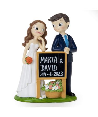 Mopec Pop&Fun Bride and Groom Cake Topper with Plaque Synthetic Resin 21 cm