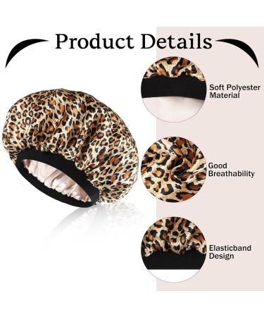 Double-Sided Satin Hair Hood Bonnet - 2-Piece Sleep Cap for Women & Girls | Soft Breathable Nighttime Hair Protection (Black & Leopard) - Buy Online on GoSupps.com