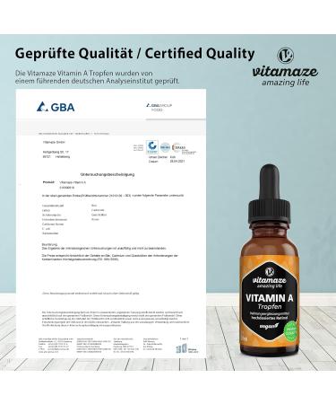 Vitamin A Drops 5000 IU High Strength - 50ml Vegan Liquid Supplement, High Bioavailability - Buy Online on GoSupps.com