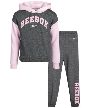 Reebok Girls' Sweatsuit Set - 2 Piece Fleece Hoodie and Jogger Sweatpants (Size: 7-12) Dark Grey 7