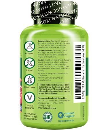 NATURELO Whole Food Multivitamin for Teenage Boys - 60 Capsules - Non-GMO Vegan Supplement with Plant Extracts for Active Kids - Buy Online on GoSupps.com