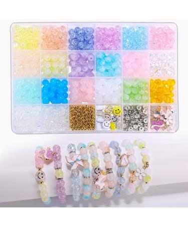 Enjoymade Transparent Color Glass Beads Bracelet Making Kit  Girls' Lovely Cute Bracelet Necklace Jewelry Making Kit  DIY Bulk Acrylic Gradient Bubble Bead Girls' Jewelry  Girls' Birthday Gift ZZ-JB