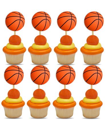 Seyal 50 Pcs Basketball Cupcake Topper for Party Sports Theme Party Cupcake Decorations Basketball cake decorations Basketball Birthday Party Slam Dunk Party March Madness