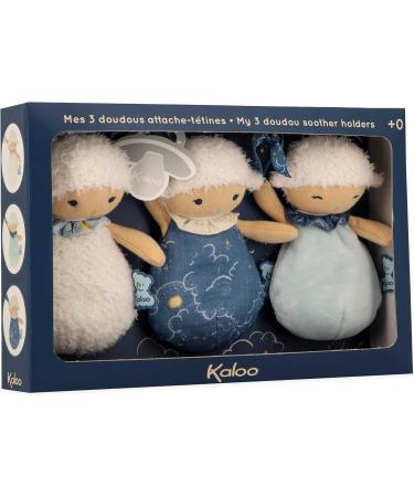 Kaloo Doux Sommeil - Plush Pacifier Bands & Sheep Holder for Babies - 15 cm Blue & White | International Shipping - Buy Online on GoSupps.com