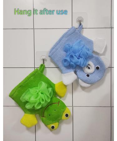 Kids Bath Gloves 2 Pack - Exfoliating Body Scrubber & Mesh Loofa Sponge Set for Shower and Bath - Cute Design, Easy to Use - Buy Online on GoSupps.com