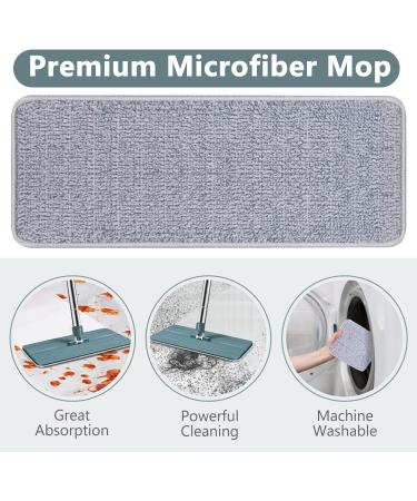 Aifacay Flat Mop Bucket System with 8 Microfiber Pads - Extended Stainless Steel Handle for Home Hardwood and Vinyl Floors - Buy Online on GoSupps.com