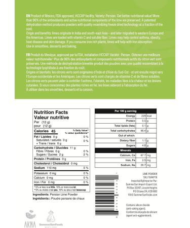AKNA Persian Lime Powder Whole Fruit Powder in a 227g Resealable Bag - Buy Online on GoSupps.com