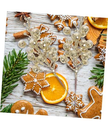 HOMSFOU 40 Pcs Christmas Imitation Berries Faux Winter Berry Sprigs Decorative Branch Gold Berry Picks Craft Berry Stems Cone Outdoor Plants Christmas Tree Picks Frosted Foam Blueberry Goldenx4pcs 19X5X5CMx4pcs - Buy Online on GoSupps.com