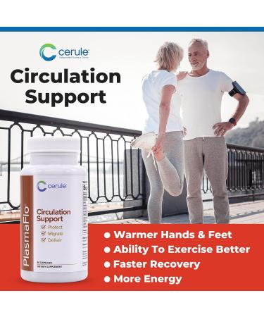 Cerule Plasmaflo Blood Flow and Circulation Support Supplement Vascular and Heart Health Formula with Enzyme Blend Gotu Kola Ginkgo Biloba Sea Buckthorn and Antioxidants 60 Vegetarian Capsules - Buy Online on GoSupps.com