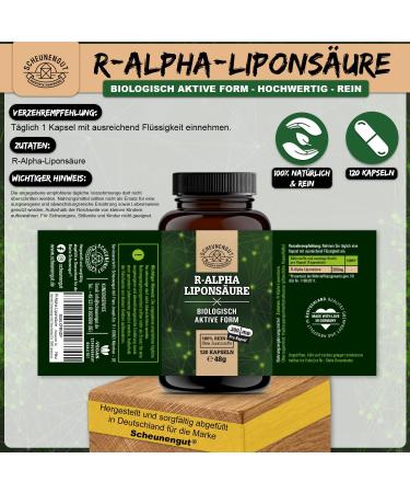 Alpha Lipoic Acid 300mg - Vegan 120 Capsules | Certified Lab Tested | Optimal Bioavailability | Scheunengut  - Buy Online on GoSupps.com