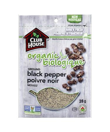 Club House Quality Natural Herbs & Spices Organic Ground Black Pepper 28g