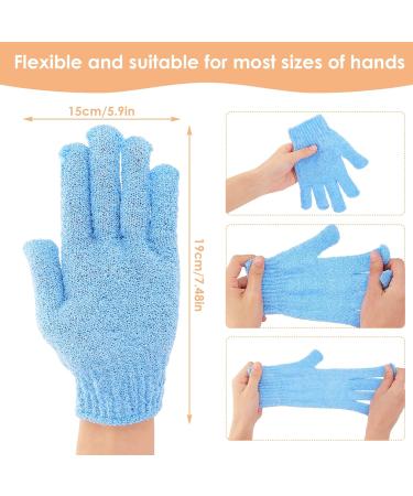Sibba 2 Pair Bath Gloves - Natural Loofah Exfoliating Wash Gloves for Body & Face - Dead Skin Remover - Double Sided Microfibre Shower Gloves - Adults and Kids - Black & Blue - Buy Online on GoSupps.com