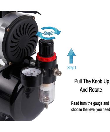 Timbertech Upgraded Mini Airbrush Compressor ABPST08 Oil-Free, Single-Piston, 3L Tank, Cooling Fan, Regulator, Moisture Trap - Ideal for Hobby, Tattoo, Graphics - Buy Online on GoSupps.com