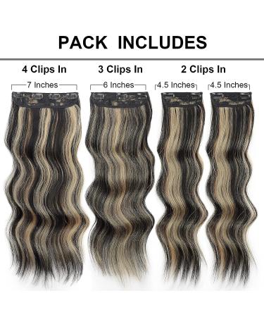 Vigorous Wavy Hair Extension: Black Mix Blonde 20 Clip-in Synthetic Hairpiece - Buy Online on GoSupps.com