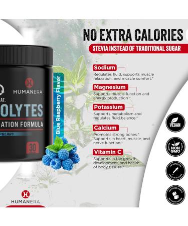 Buy Sugar-Free Hydration Electrolyte Powder - Blue Raspberry Vegan 30 Servings | Himalayan Sea Salt & Stevia Drink Mix - Buy Online on GoSupps.com