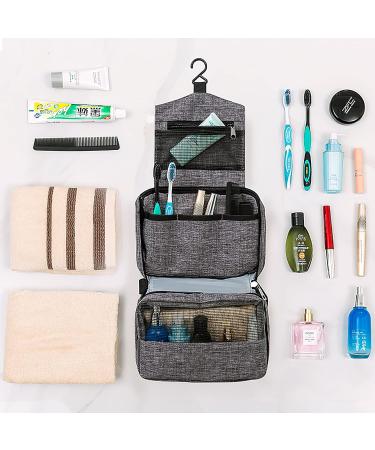 Cooja Hanging Toiletry Bag for Women - Travel Washbag with Hook & Handle, Grey - Includes 1 Toilet Bag + 2 Drawstring Bags - Buy Online on GoSupps.com