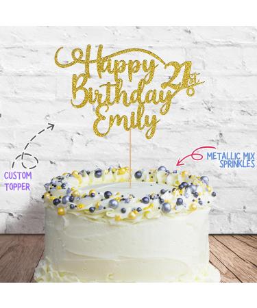 Cakeshop Cake Decoration Pack | Happy Birthday Premium Double Sided Glitter Card Cake Topper Sign & 25g Party Pack of Cake Sugar Sprinkles | Custom Name & Age Cake Decorations (Gold) Non-Prime Glitter Card: Gold - Buy Online on GoSupps.com