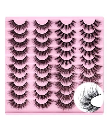 Newcally Lashes Mink Cat Eye Lashes Natural Wispy Fluffy False Eyelashes Dramatic Long Fake Lashes 4 Styles Mixed Lashes Look Like Eyelashes Extension 20 Pairs Bulk Pack