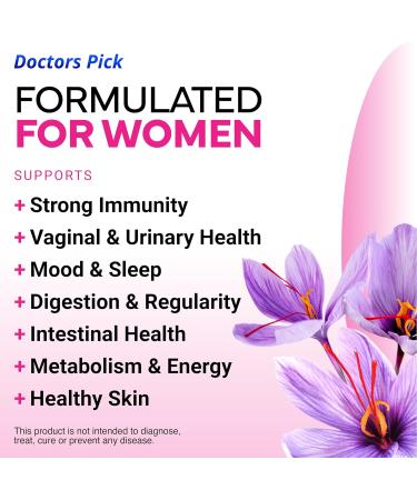 Doctors Pick Womens Probiotics Vaginal Probiotic & Mood 2 Month Supply - Supports Vaginal & Urinary Health Yeast Infection & Bacterial Vaginosis Probiotic Immune Health Vegan - Organic - Buy Online on GoSupps.com